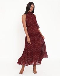 Petal & Pup - Leona Halterneck Maxi Dress - Red Polka Dot