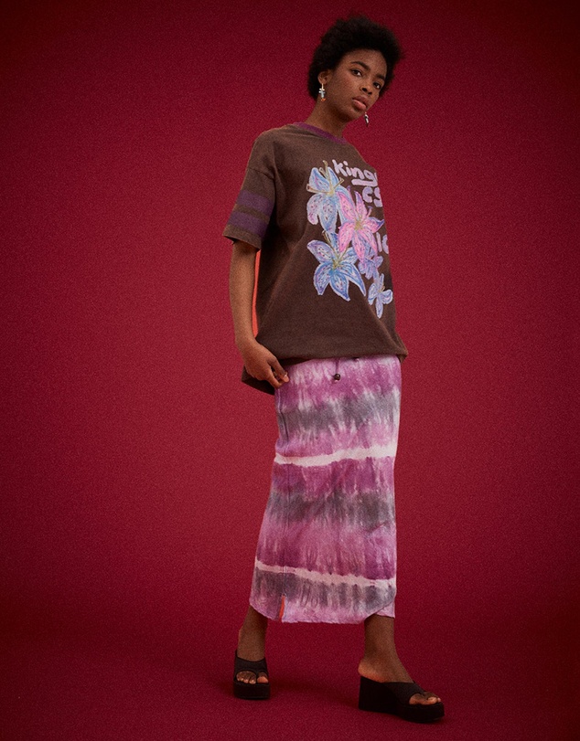 KINGA CSILLA - Purple Wave Column Skirt