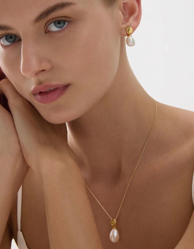 Najo - Ocean Drift Yellow Gold & Pearl Earring