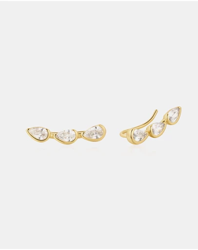Ania Haie - Gold Triple Half-Bezel Teardrop Climbers