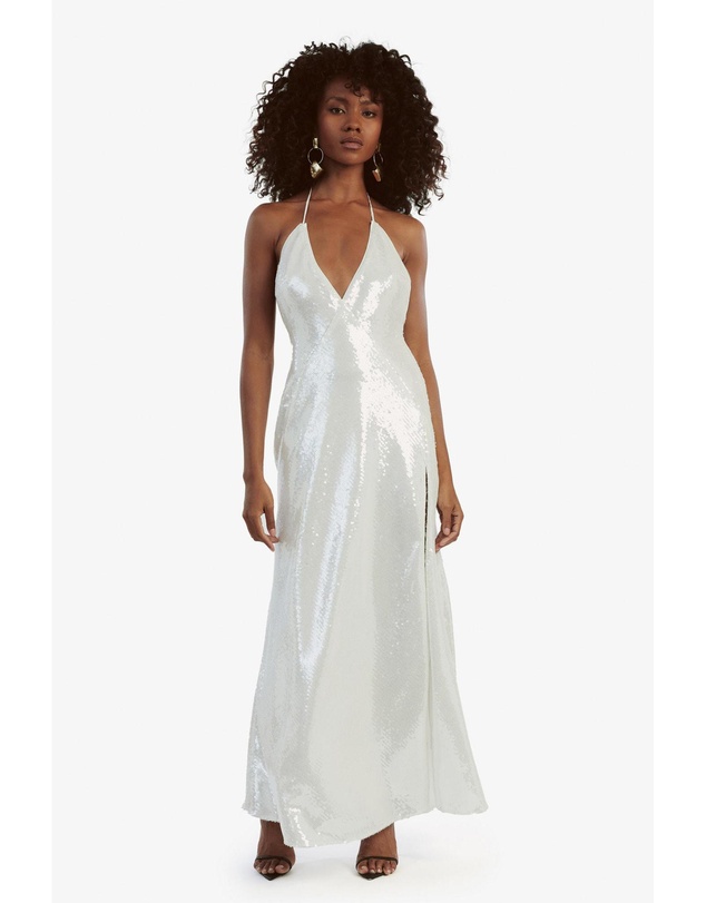 slim fit dress slacks Yve Sequin Satin Halter Dress – Hemline Austin main image 0