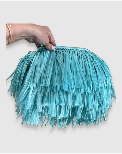Izoa - Izoa St Tropez Raffia Fringe Clutch