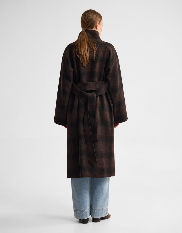 Oxford - Edi Check Funnel Collar Wool Coat