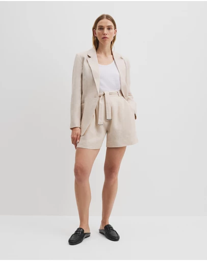 Country Road - Organically Grown Linen Tuck Front Short