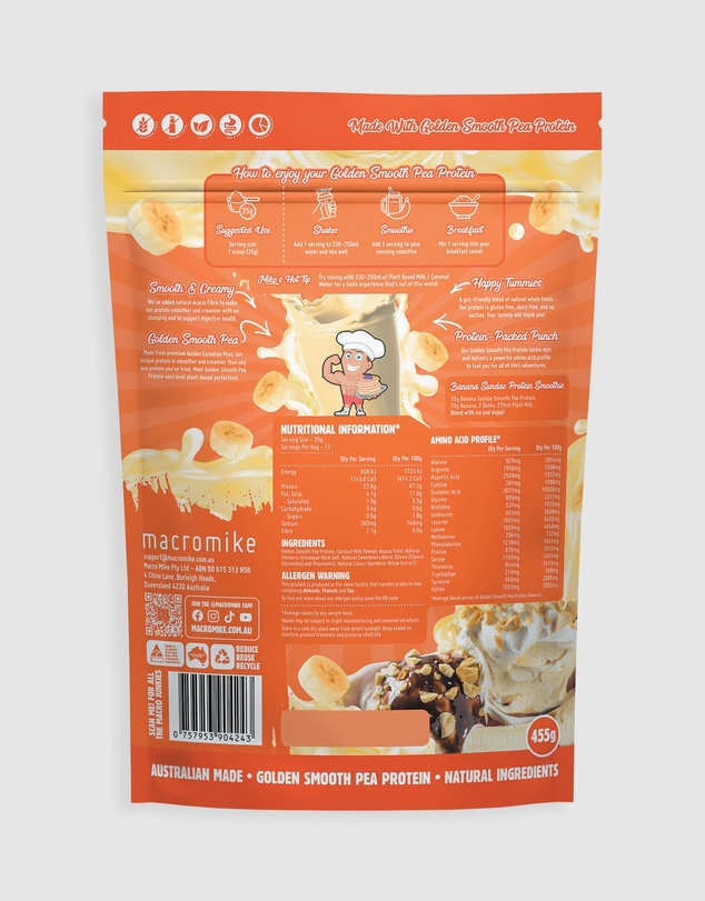 Macro Mike - Banana Sundae Golden Smooth Pea Protein - 455g