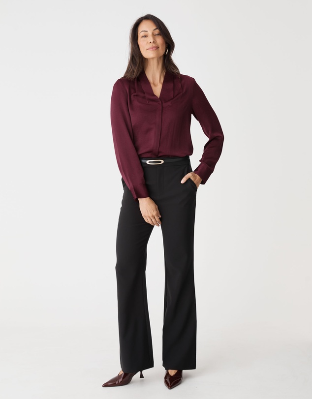 Forcast - Claire Pleat Neck Satin Blouse