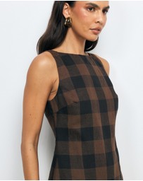 AERE - Inka Linen Gingham Mini Dress