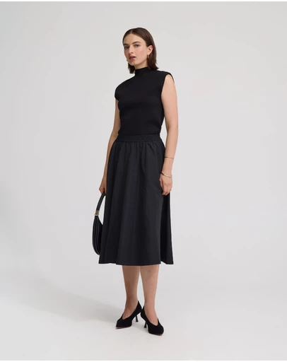 Oxford - Pepper Knitted Funnel Collar Top