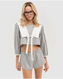 For Love & Lemons - Linen Stripe Top