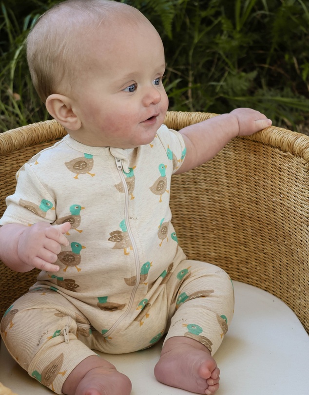 Purebaby - Rib S/Sleeve Growsuit-Babies
