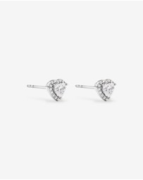 Michael Hill - Heart Shape Cubic Zirconia Halo Stud Earrings in Sterling Silver