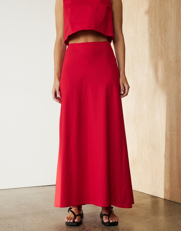 Atmos&Here - Celina Linen Blend Midi Skirt