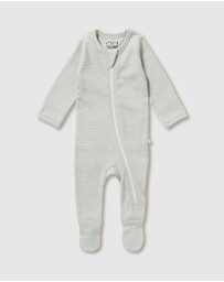 Wilson & Frenchy - Organic Stripe Rib Zipsuit with Feet - Babies