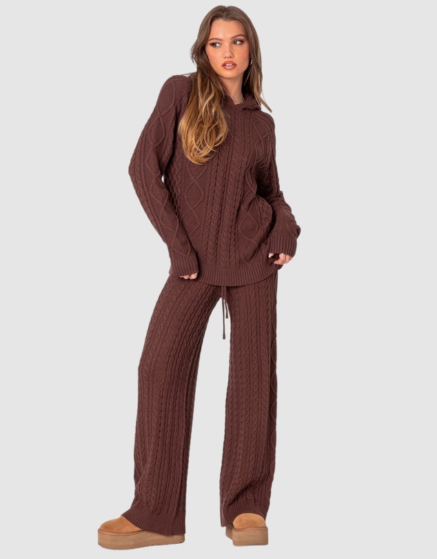 EDIKTED - Jelena Cable Knit Hoodie