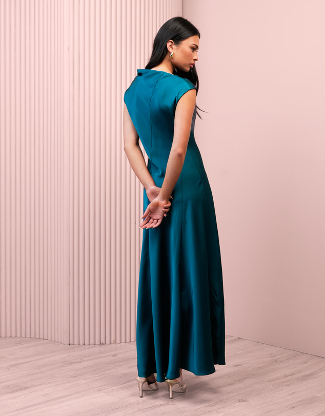 Azzurielle - Peyton Asymmetrical Neck Dress