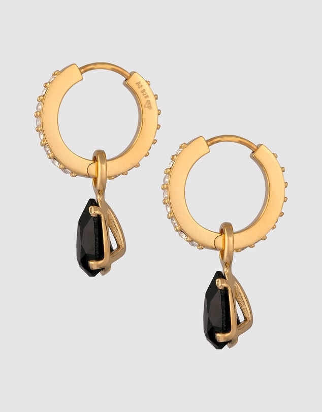 Elli Jewelry - Crystal Teardrop Hoop Earrings in Gold-Plated 925 Silver