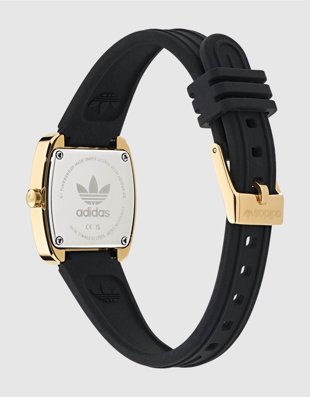 adidas Originals - Retro Wave One XS IP Gold-Tone Black Silicone Watch