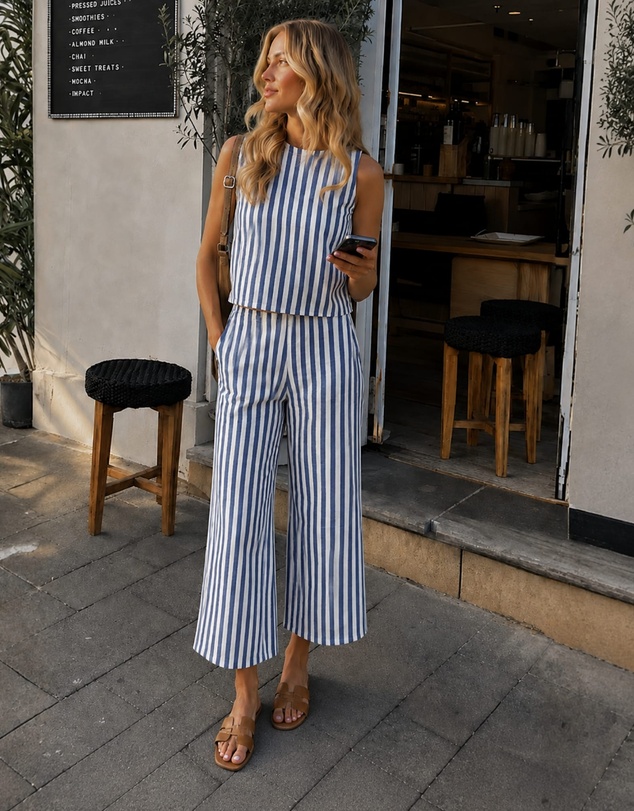 Esther & Co - Lizo Pants - Blue Stripe