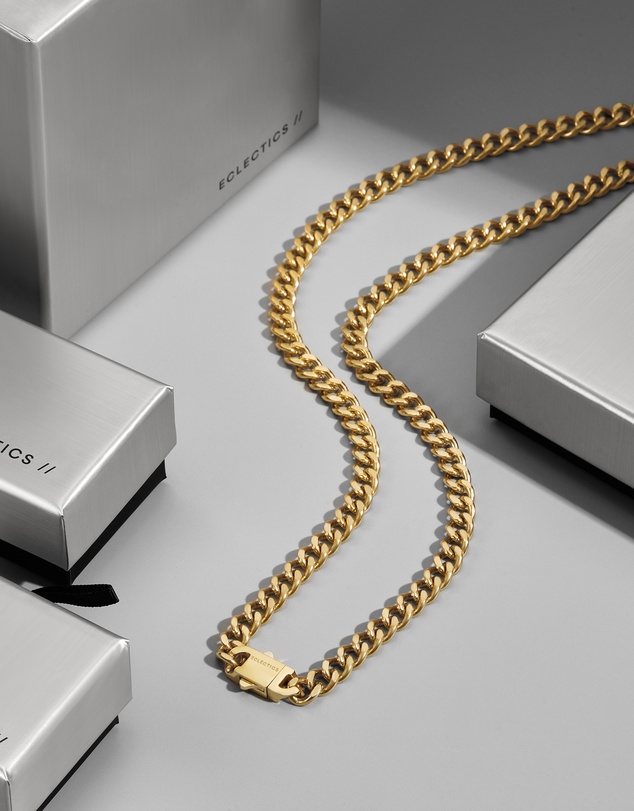 Eclectics - Locked Cuban Chain Necklace - 18K Gold Plated Stainless Steel