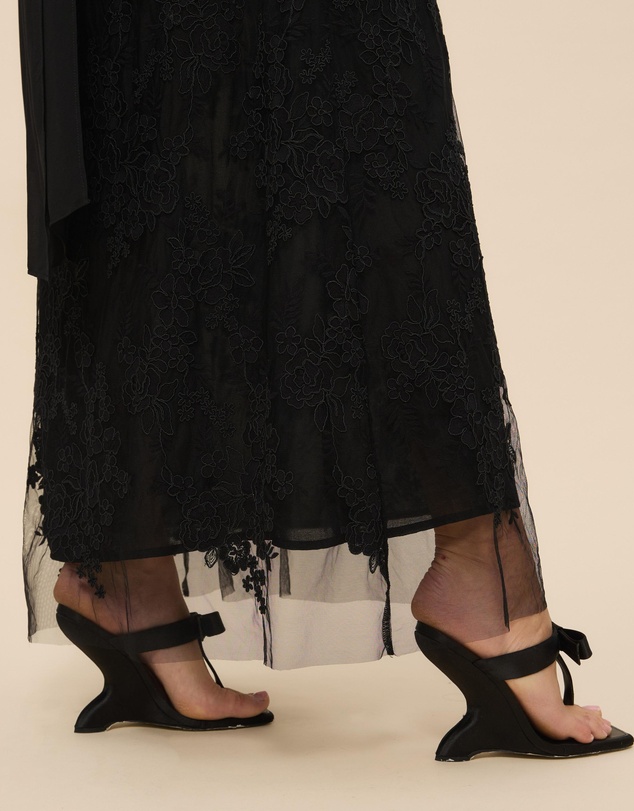 CHANCERY - Sana Strapless Sheer Lace Maxi Dress with Scarf
