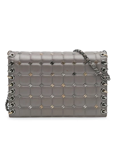 Pre-Loved by Azura Reborn - Pre-Loved Small Lambskin Chocolate Bar CC Piercing Studded Chain Flap