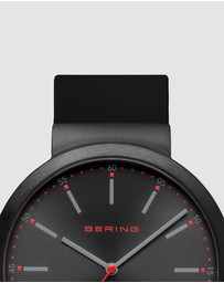 Bering - Bering Gents 41mm  Black Dial Black Silicon Strap Watch