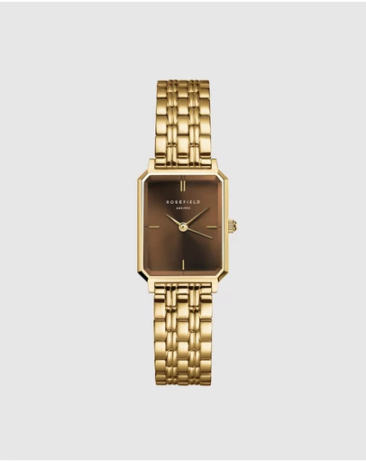 Rosefield - Octagon XS Chocolate Brown Dial Gold-Tone Bracelet Watch