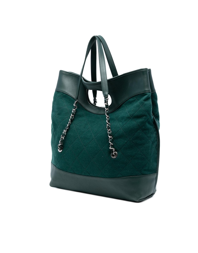 Pre-Loved by Azura Reborn - Pre-Loved Extra Large Stitched Wool and Calfskin 31 Shopping Bag