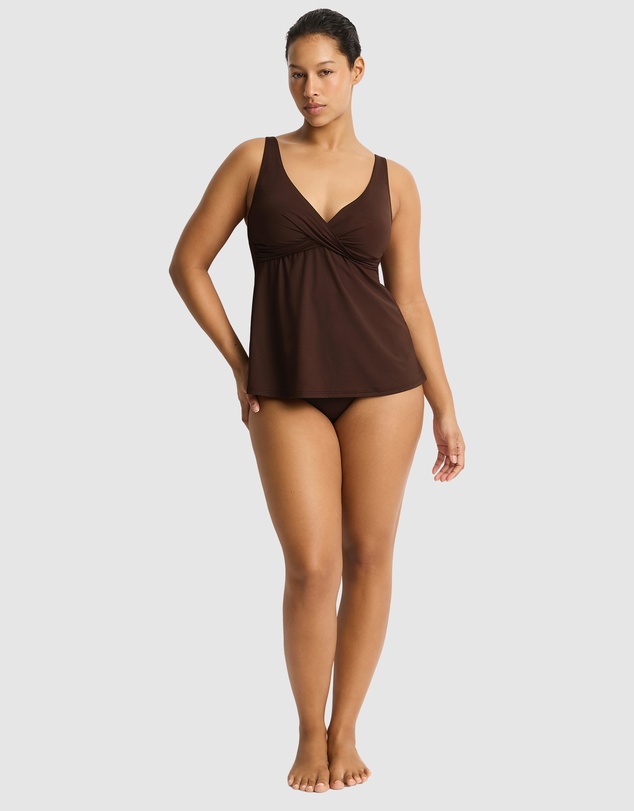 Sea Level Australia - Essentials Cross Front Swing Singlet Top Cocoa