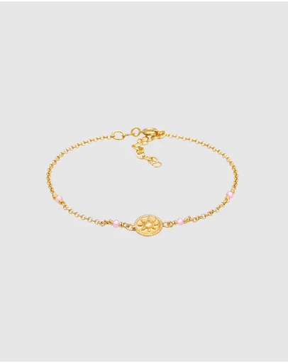 Elli Jewelry - Sun Pink Quartz Bracelet in Gold-Plated 925 Silver