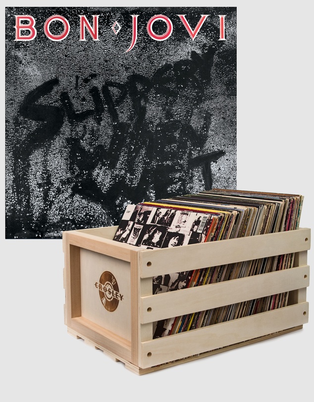 Universal Music - Crosley Record Storage Crate & Bon Jovi Slippery When Wet - Vinyl Album Bundle