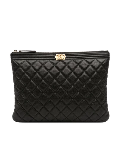 Pre-Loved by Azura Reborn - Pre-Loved Medium Quilted Caviar Boy O Case Clutch