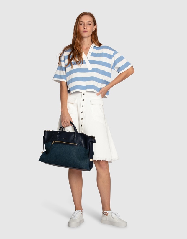 Belle & Bloom - School Boy V-Neck Cropped Polo Top