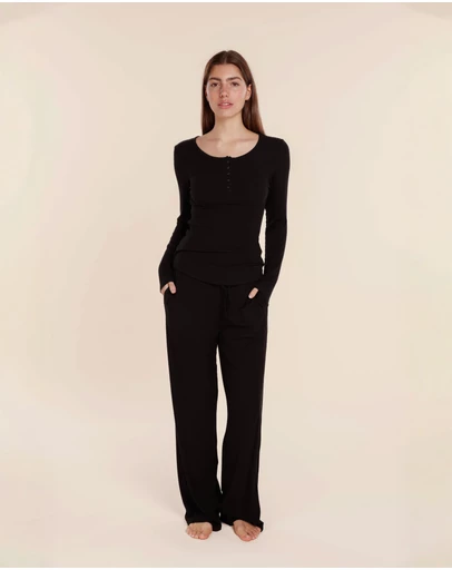 Gingerlilly - Lille Ribbed Long Sleeve Henley Top