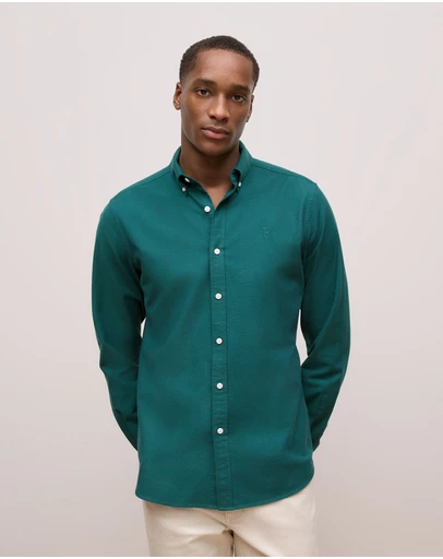 Trenery - Regular Fit Monogram Oxford Shirt in Pine Green