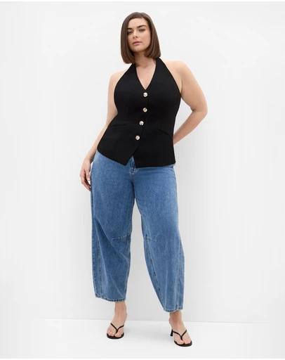 City Chic - Plus size Abbie Halter Vest - black