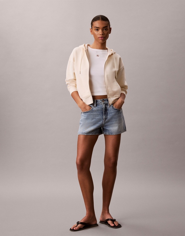 Calvin Klein Jeans - Cropped Monogram Zip-Up Hoodie