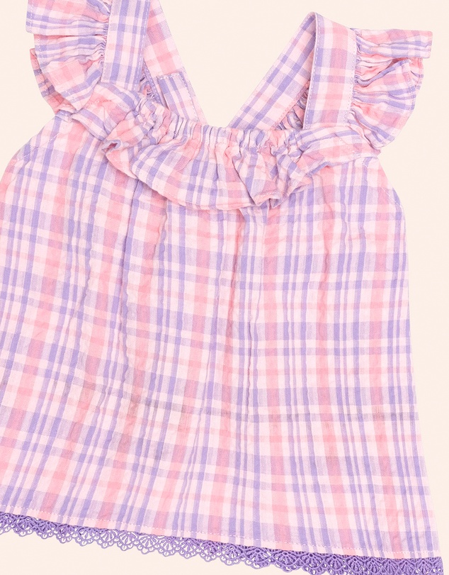 Huxbaby - Tropical Check Tie Top - Babies-Kids