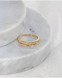 Elli Jewelry - Ring Engagement Solitaire Sparkling with zirconia crystals in 925 Sterling Silver gold plated