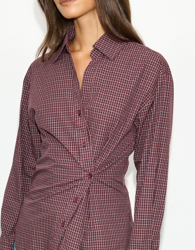 Dazie - Em Asymmetrical Check Button Up Shirt