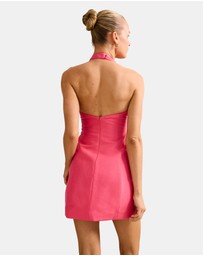 Forever New - Esther U-Neck Halter Neck Linen Mini Dress