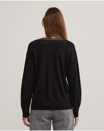 Witchery - Lace Detail V-neck Knit