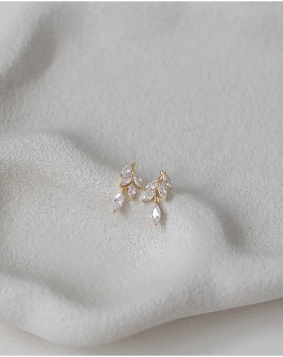 The White Collection - Eve - Dainty Gold Bridal Drop Earrings