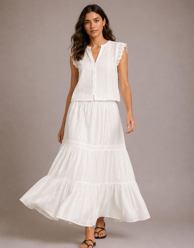 Vero Moda - Bell High Waisted Cotton Maxi Skirt