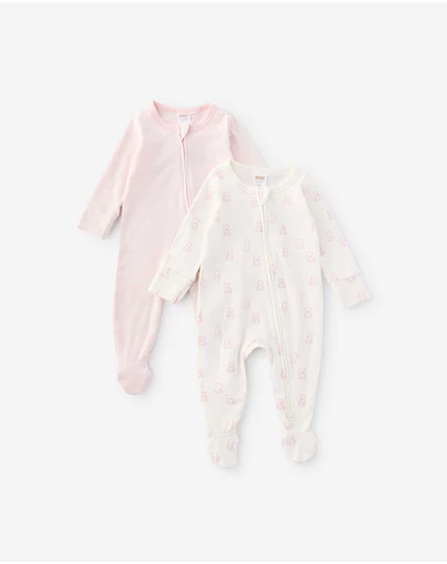 Cotton On Kids - Organic 2Pk Long Sleeve Zip Romper