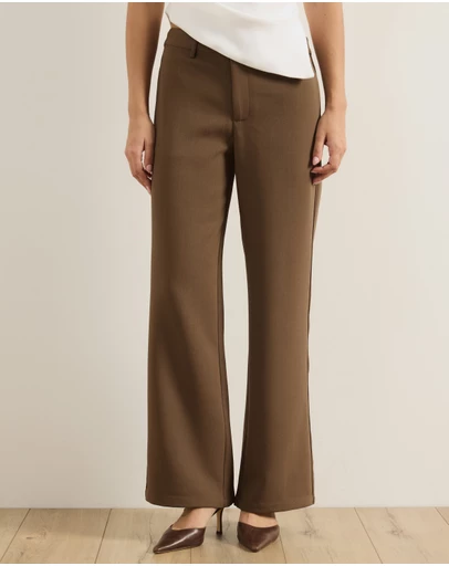 Atmos&Here - Mia Straight Leg Tailored Pants With Piping Detail