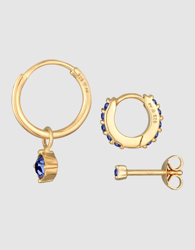 Elli Jewelry - Crystal Earring Set in Gold-Plated 925 Silver