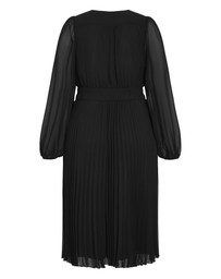 City Chic - Plus size Finley Sheer Pleat Dress - black