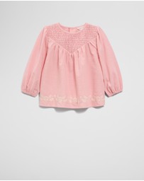 Country Road - Long Sleeve Shirred Blouse