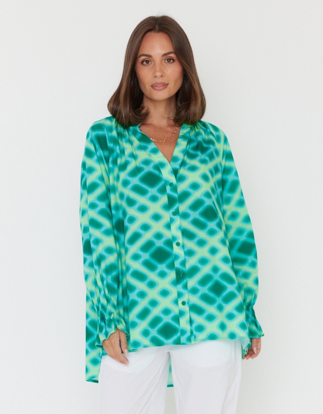 ALEXANDRA - Meeka Blouse Emerald Crosshatch